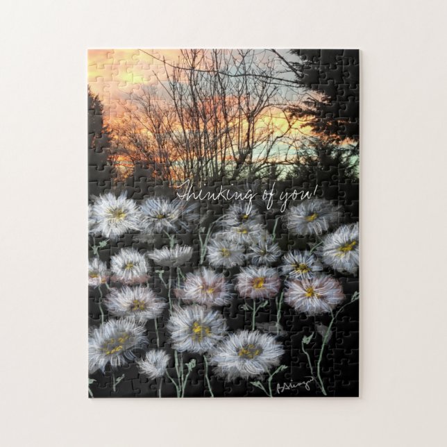 Puzzle Beautiful, Fresh Daisies Against A Winter (Vertical)