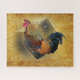 Puzzle Beautiful Rooster and Rustic Barn Chicken Coop