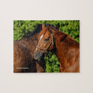 Puzzle Beaux Chevaux de Châtaignier au soleil d'été