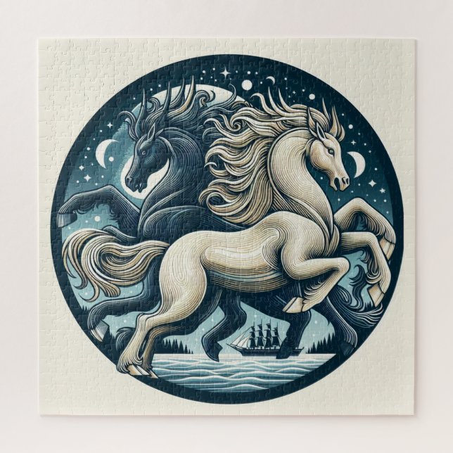 Puzzle "Beaux chevaux mystiques" 16 (Vertical)