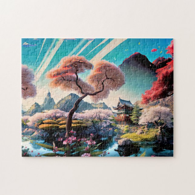 Puzzle Beaux paysages de montagne arbres art (Horizontal)