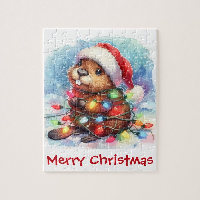 Puzzle Beaver de Noël (Vertical)