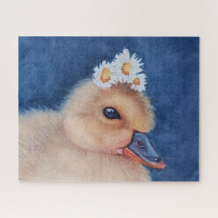 Puzzle Bébé adorable canard avec marguerites blanches