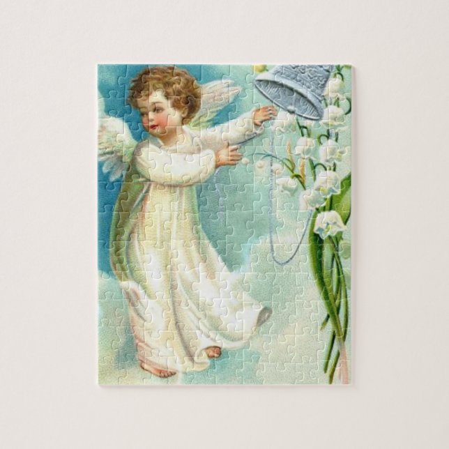 Puzzle Bébé Ange Avec Cloche Bleue (Vertical)