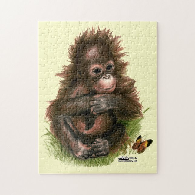 Puzzle Bébé et papillon d'orang-outan (Vertical)