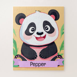 Puzzle Bébé mignon Panda Nom personnalisé