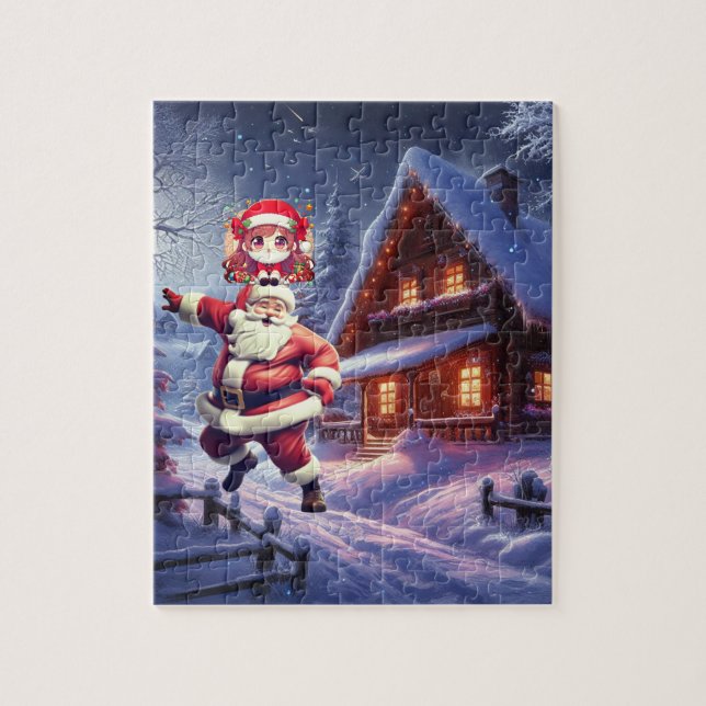 Puzzle Bébé mignon Père Noël Danse Réveillon de Noël (Vertical)