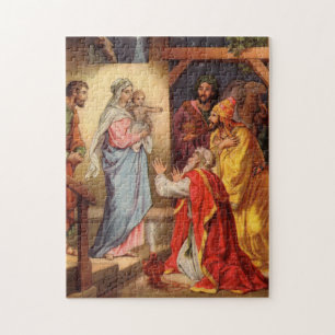 Puzzle Bébé vintage Jésus et 3 rois