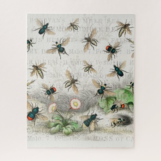 Puzzle Bee Honey Travailleur Queen Bees Antique (Vertical)
