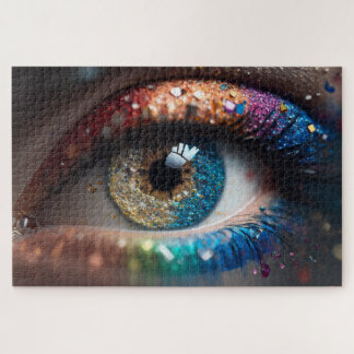 Puzzle bel oeil féminin avec maquillage