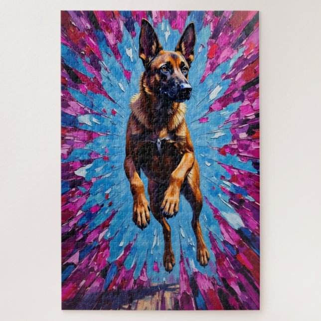 Puzzle Belgian Malinois Valentine's Day Shattered Heart (Vertical)