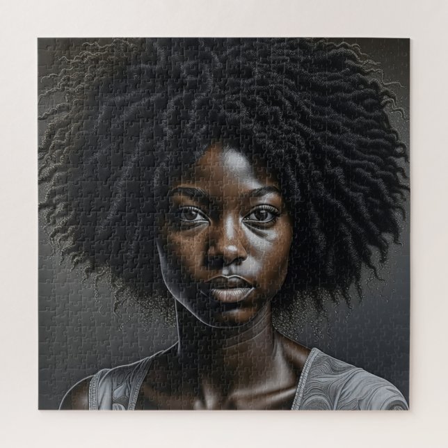 Puzzle Belle Africaine Américaine Femme Ai Art (Vertical)