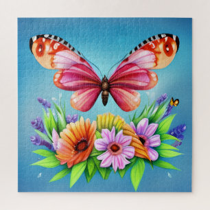 Puzzle Belle aquarelle colorée Papillon et Fleur