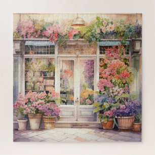 Puzzle Belle aquarelle florale devant la vitrine
