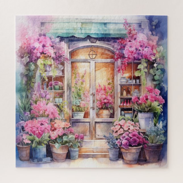 Puzzle Belle aquarelle florale devant la vitrine (Vertical)