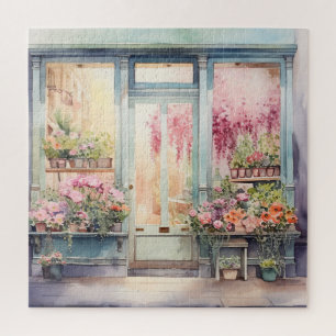 Puzzle Belle aquarelle florale devant la vitrine