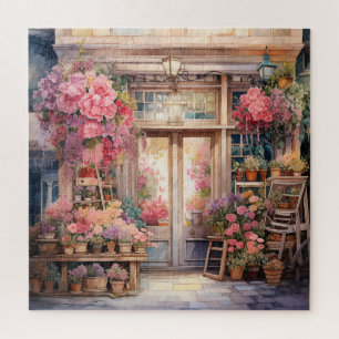 Puzzle Belle aquarelle florale devant la vitrine