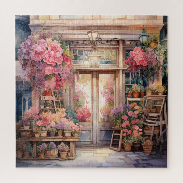 Puzzle Belle aquarelle florale devant la vitrine (Vertical)