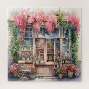 Puzzle Belle aquarelle florale devant la vitrine