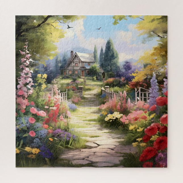 Puzzle Belle aquarelle Jardin de campagne (Vertical)