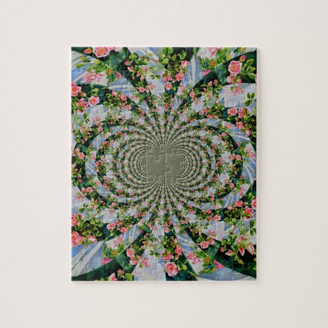 Puzzle Belle boho rose, roses rouges, aquarelle florale (Vertical)