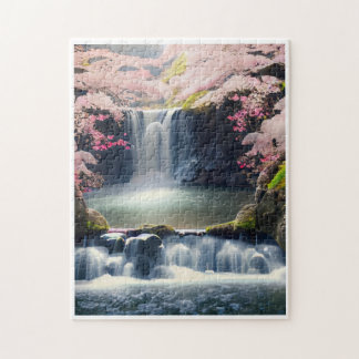 Puzzle Belle Cascade Aux Fleurs Roses De Cerisiers