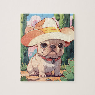 Puzzle Belle cowboy pastel français Bulldog