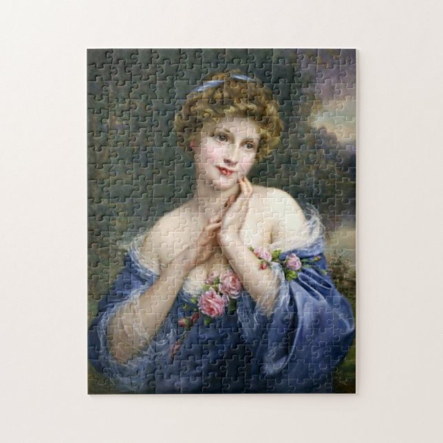 Puzzle Belle Dame vintage En Bleu (Vertical)