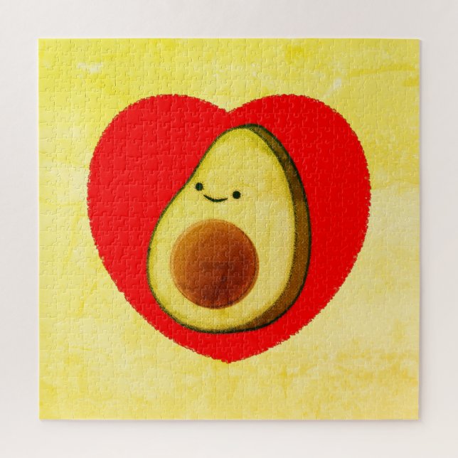 Puzzle Belle Dessin Avocado En Peinture De Coeur Rouge (Vertical)