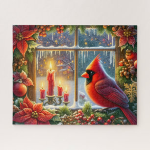 Puzzle Belle fenêtre de Noël au Cardinal