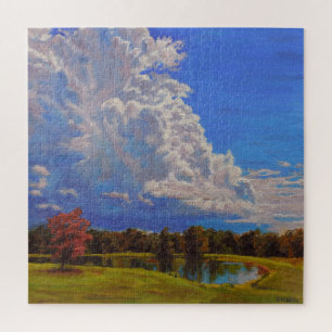 Puzzle Belle ferme de l'Illinois avec de grands nuages