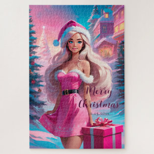 Puzzle Belle fille de Noël rose 01