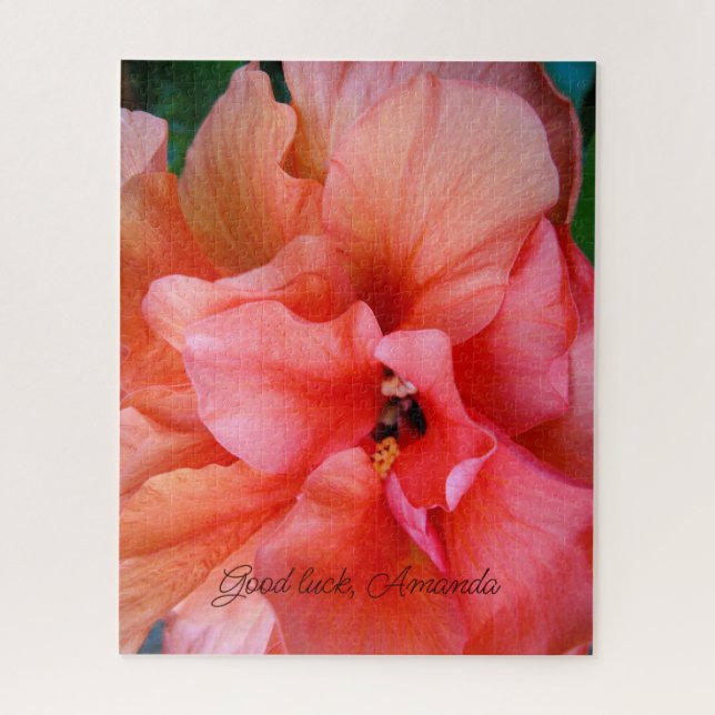 Puzzle Belle fleur d'Hibiscus de Corail Orange Nom person (Vertical)
