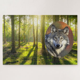 Puzzle Belle forêt du loup et du lever du soleil