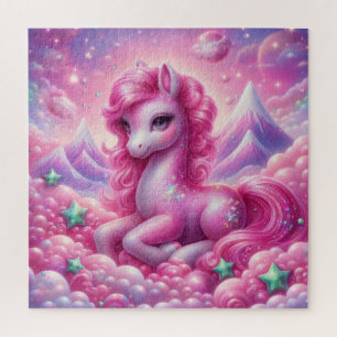 Puzzle Belle licorne rose et bleu
