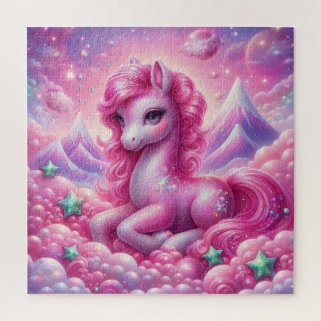 Puzzle Belle licorne rose et bleu (Vertical)