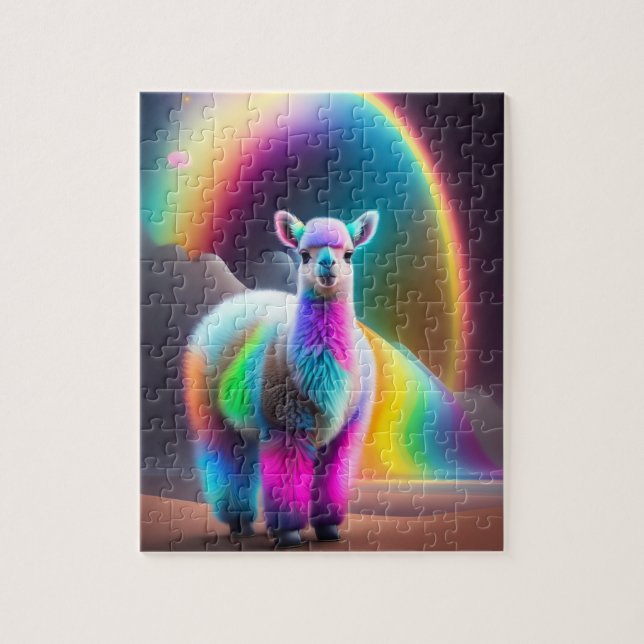 Puzzle Belle Llama sucrée et colorée Fluffy (Vertical)