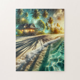 Puzzle Belle maison de plage Sunset à thème