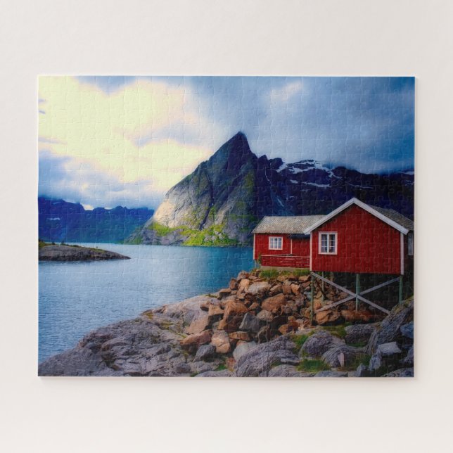 Puzzle Belle Norvège Fjord Maison Rouge (Horizontal)