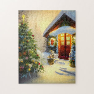 Puzzle Belle nuit de Noël avec arbre et neige