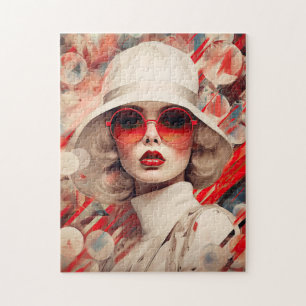 Puzzle Belle Parisienne en lunettes de soleil et casquett