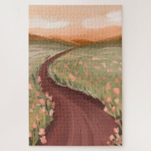 Puzzle Belle peinture à l'huile sur le chemin de prairie