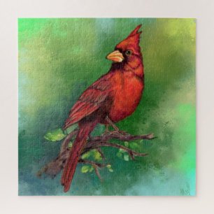 Puzzle Belle peinture d'oiseaux du Cardinal rouge du Nord