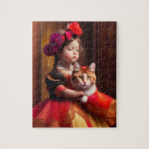 Puzzle Belle Petite Fille Avec Chat