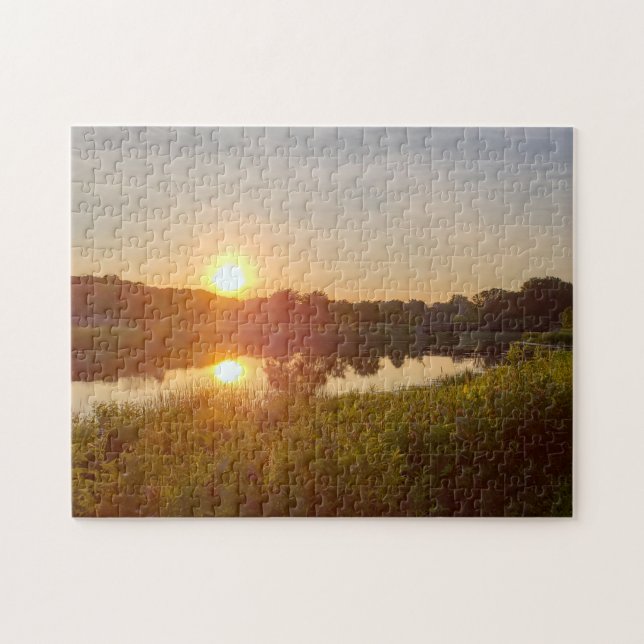 Puzzle Belle photo Lac Sunset Green Midwest Photo (Horizontal)