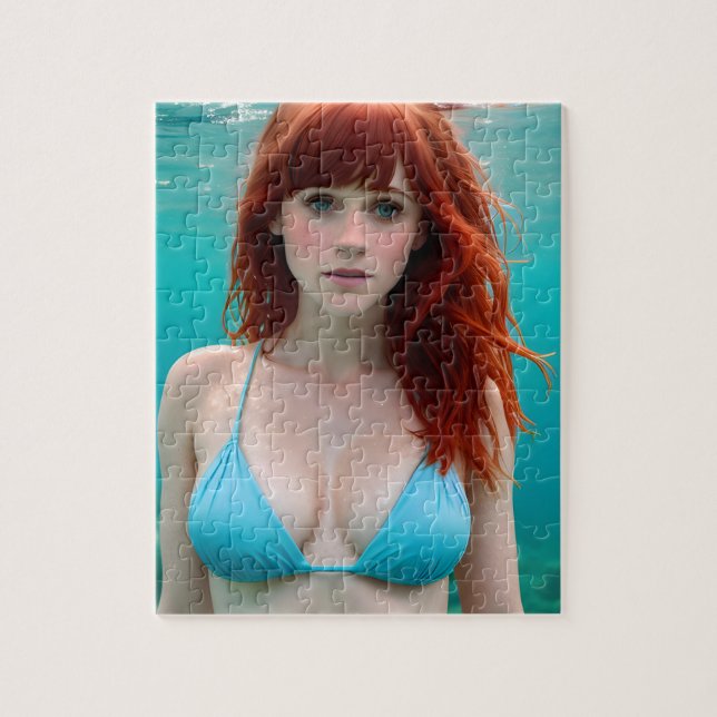 Puzzle Belle Red Haired Woman Photographie sous-marine (Vertical)