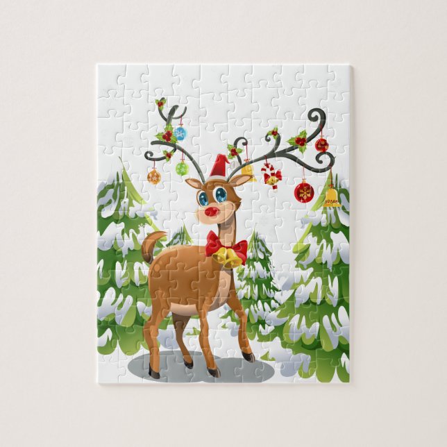 Puzzle Belle renne dans la neige (Vertical)
