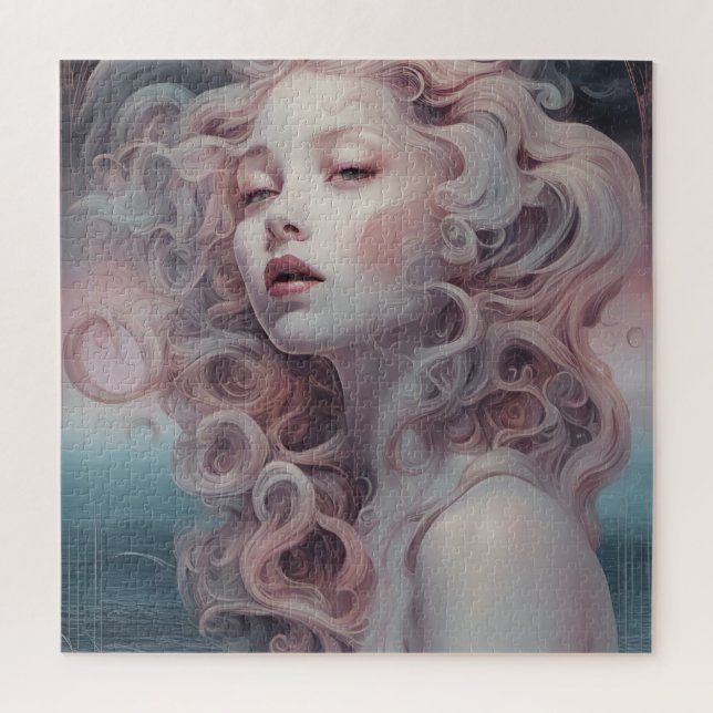 Puzzle Belle Sirène De Cheveux Rose (Vertical)