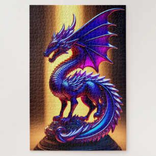 Puzzle Belle Statue Dragon En Verre Violet