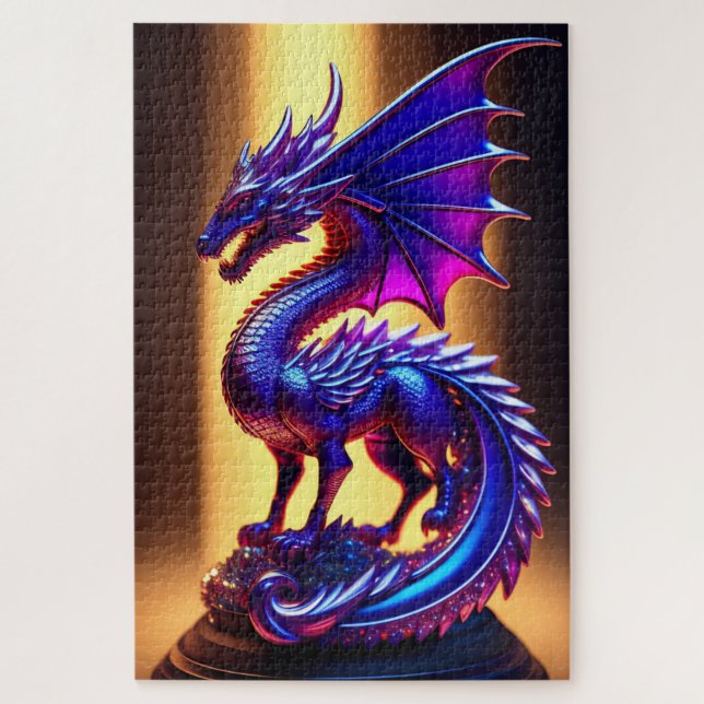 Puzzle Belle Statue Dragon En Verre Violet (Vertical)
